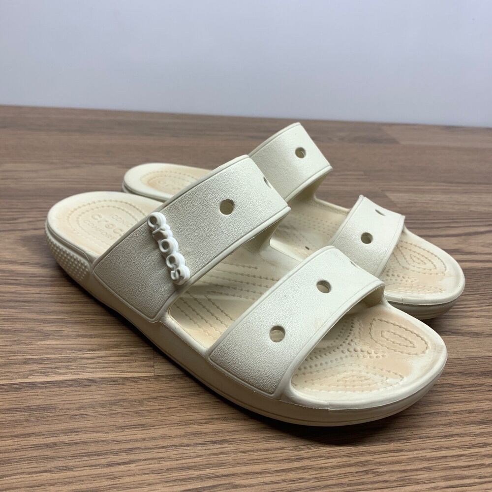 Crocs Sandals Womens Sz 10 Mens Sz 8 Slides Double Strap Iconic Comfort White
